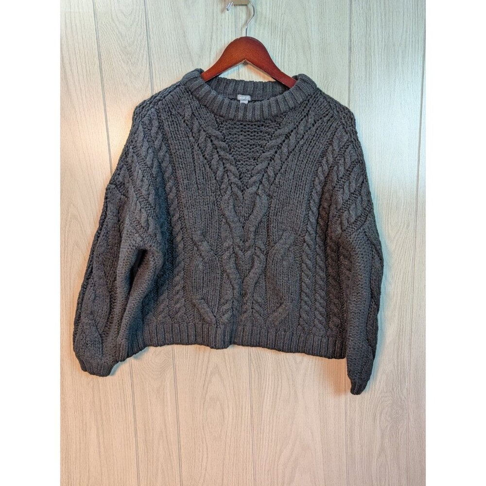 AERIE Black Thick Oversized Sweater Womens Small Crew Neck Long Sleeves